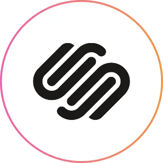 Black interlocking squares icon inside a circular gradient border.