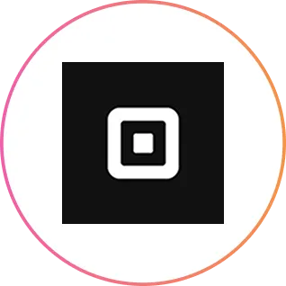 Black square with a white rounded square inside, featuring a smaller filled square at the center.