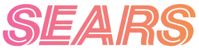Sears wordmark logo with a gradient color transitioning from pink to orange.