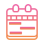 Icon of a calendar showing a weekly timeline.